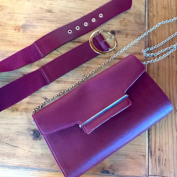 Kelly & Katie | Bags | Burgundy Clutch And Matching Belt 